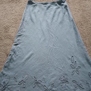 J. Jill Light Blue Floral Linen Maxi Skirt